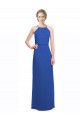 Online Azul 135 línea A Tirantes espagueti Gasa Largo Vestidos de dama de honor