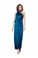 Online Azul Verde pavo real Cubierta Halter Cuello Alto Satén sedoso Largo Formales Vestidos de dama de honor / Vestidos de fiesta