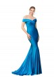Online Azul Verde pavo real Sirena Hombros Descubiertos Satén Largo Formales Vestidos de dama de honor / Vestidos de fiesta