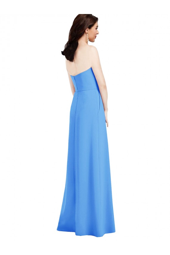 Online Azul Verde pavo real Trompeta Sin tirantes Crepé Elástico Largo Vestidos de dama de honor / Vestidos de fiesta