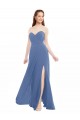 Online Azul Windsor línea A Cuello de Corazón Sin tirantes Gasa Largo Vestidos de dama de honor