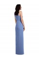 Online Azul Windsor línea A Cuello joya Gasa Largo Vestidos de dama de honor