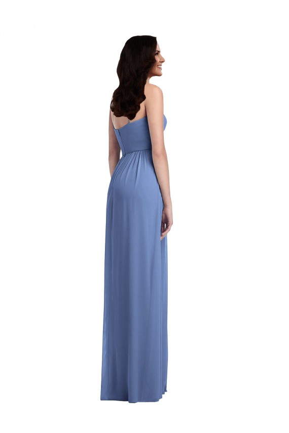 Online Azul Windsor línea A Tirantes espagueti Gasa Largo Vestidos de dama de honor