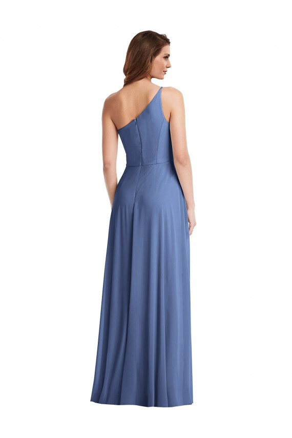 Online Azul Windsor línea A Un Hombre Gasa Largo Formales Vestidos de dama de honor / Vestidos de noche