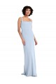 Online Azul cielo claro Cubierta Cuadrado Crepé Elástico Largo Vestidos de dama de honor / Vestidos de fiesta
