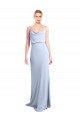 Online Azul cielo claro Cubierta Cuello Alto Crepé Elástico Largo Formales Vestidos de dama de honor / Vestidos de fiesta