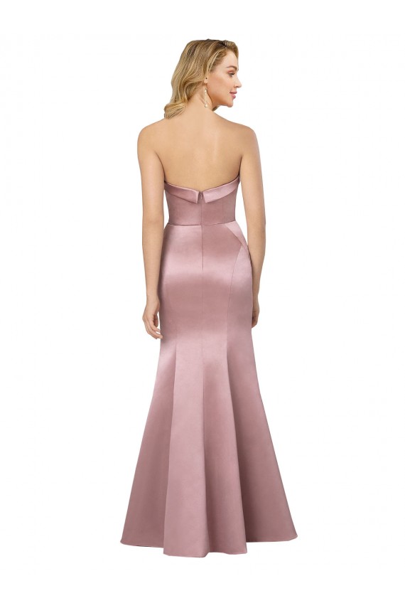 Online Azul cielo claro Cubierta Sin tirantes Satén Largo Formales Vestidos de dama de honor / Vestidos de fiesta