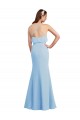 Online Azul cielo claro Sirena Tirantes espagueti Cuello en V Gasa Largo Vestidos de dama de honor