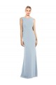 Online Azul cielo claro Trompeta Barco Crepé Elástico Largo Vestidos de dama de honor / Vestidos de fiesta
