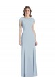Online Azul cielo claro Trompeta Barco Crepé Elástico Largo Vestidos de dama de honor / Vestidos de fiesta