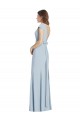 Online Azul cielo claro Trompeta Barco Crepé Elástico Largo Vestidos de dama de honor / Vestidos de fiesta