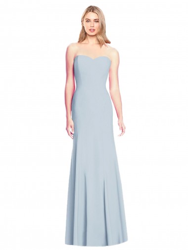 Online Azul cielo claro Trompeta Cuello de Corazón Sin tirantes Crepé Elástico Largo Vestidos de dama de honor / Vestidos de fiesta
