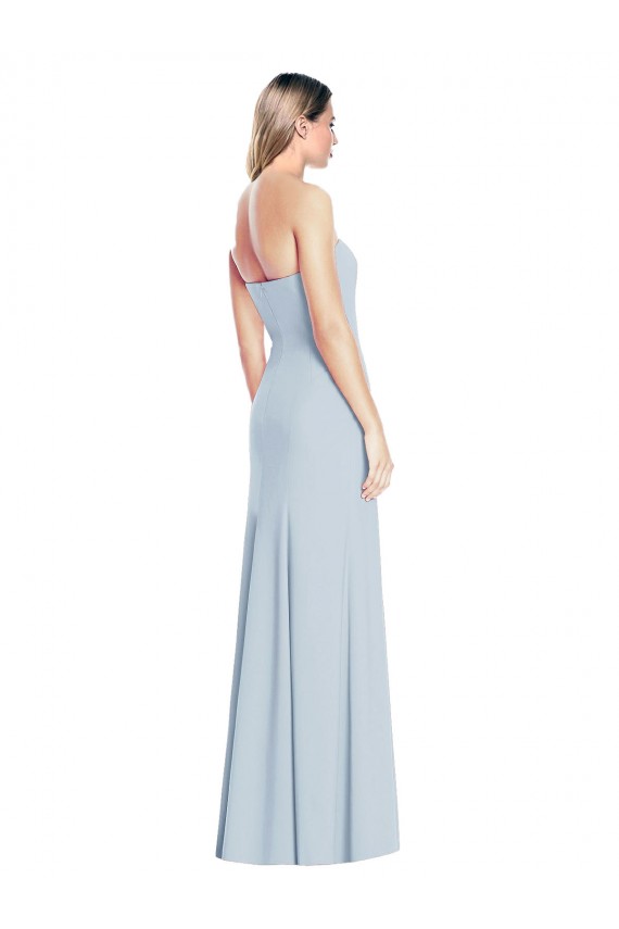 Online Azul cielo claro Trompeta Cuello de Corazón Sin tirantes Crepé Elástico Largo Vestidos de dama de honor / Vestidos de fiesta