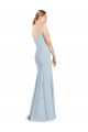 Online Azul cielo claro Trompeta Cuello en V Crepé Elástico Largo Vestidos de dama de honor / Vestidos de fiesta