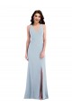 Online Azul cielo claro Trompeta Cuello en V Crepé Elástico Largo Vestidos de dama de honor / Vestidos de fiesta