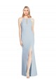 Online Azul cielo claro Trompeta Halter Crepé Elástico Largo Vestidos de dama de honor / Vestidos de fiesta