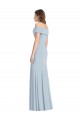 Online Azul cielo claro Trompeta Hombros Descubiertos Crepé Elástico Largo Vestidos de dama de honor / Vestidos de fiesta