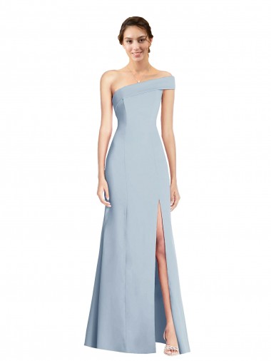 Online Azul cielo claro Trompeta Hombros Descubiertos Crepé Elástico Largo Formales Vestidos de dama de honor / Vestidos de fiesta