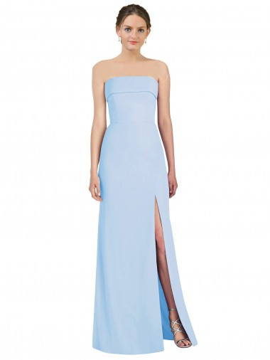 Online Azul cielo claro Trompeta Sin tirantes Gasa Largo Formales Vestidos de dama de honor / Vestidos de noche