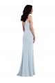 Online Azul cielo claro Trompeta Tirantes espagueti Cuello en V Crepé Elástico Largo Vestidos de dama de honor / Vestidos de fiesta