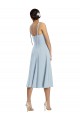 Online Azul cielo claro línea A Cuello de Corazón Midi Crepé Elástico Corto Vestidos de dama de honor / Vestidos de fiesta / Vestidos de cóctel