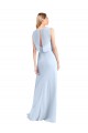 Online Azul cielo claro línea A Cuello en V Gasa Largo Vestidos de dama de honor