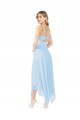 Online Azul cielo claro línea A Cuello en V Midi Gasa Corto Vestidos de dama de honor / Vestidos de cóctel