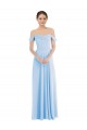 Online Azul cielo claro línea A Hombros Descubiertos Gasa Largo Formales Vestidos de dama de honor / Vestidos de noche