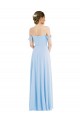 Online Azul cielo claro línea A Hombros Descubiertos Gasa Largo Formales Vestidos de dama de honor / Vestidos de noche