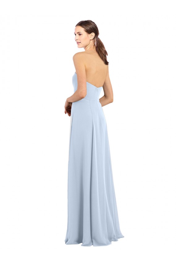Online Azul cielo claro línea A Sin tirantes Gasa Largo Vestidos de dama de honor
