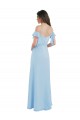 Online Azul cielo claro línea A Tirantes espagueti Gasa Largo Vestidos de dama de honor