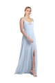 Online Azul cielo claro línea A Tirantes espagueti Gasa Largo Vestidos de dama de honor