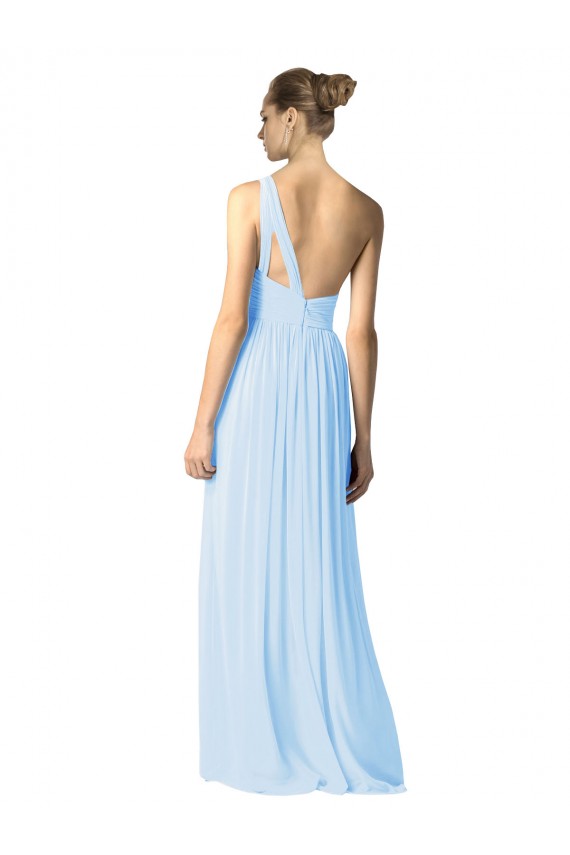 Online Azul cielo claro línea A Un Hombre Gasa Largo Vestidos de dama de honor