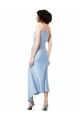 Online Azul cielo claro línea A Un Hombre Midi Satén sedoso Corto Formales Vestidos de dama de honor / Vestidos de fiesta / Vestidos de cóctel
