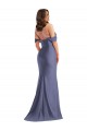 Online Azul francés Sirena Hombros Descubiertos Satén sedoso Largo Formales Vestidos de dama de honor / Vestidos de fiesta