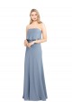 Online Azul humo Cubierta Cuello Alto Crepé Elástico Largo Formales Vestidos de dama de honor / Vestidos de fiesta
