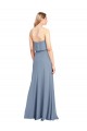 Online Azul humo Cubierta Cuello Alto Crepé Elástico Largo Formales Vestidos de dama de honor / Vestidos de fiesta