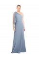 Online Azul humo Cubierta Un Hombre Crepé Elástico Largo Formales Vestidos de dama de honor / Vestidos de fiesta