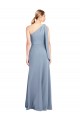Online Azul humo Cubierta Un Hombre Crepé Elástico Largo Formales Vestidos de dama de honor / Vestidos de fiesta