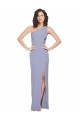 Online Azul humo Cubierta Un Hombre Crepé Elástico Largo Formales Vestidos de dama de honor / Vestidos de fiesta