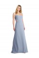 Online Azul humo línea A Tirantes espagueti Cucharón Crepé Elástico Largo Vestidos de dama de honor / Vestidos de fiesta