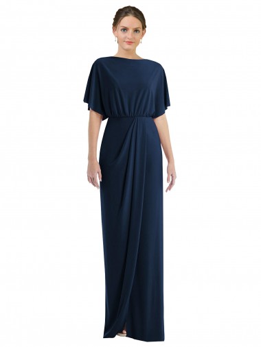 Online Azul marina oscuro Cubierta Barco Spandex Largo Vestidos de dama de honor / Vestidos de fiesta