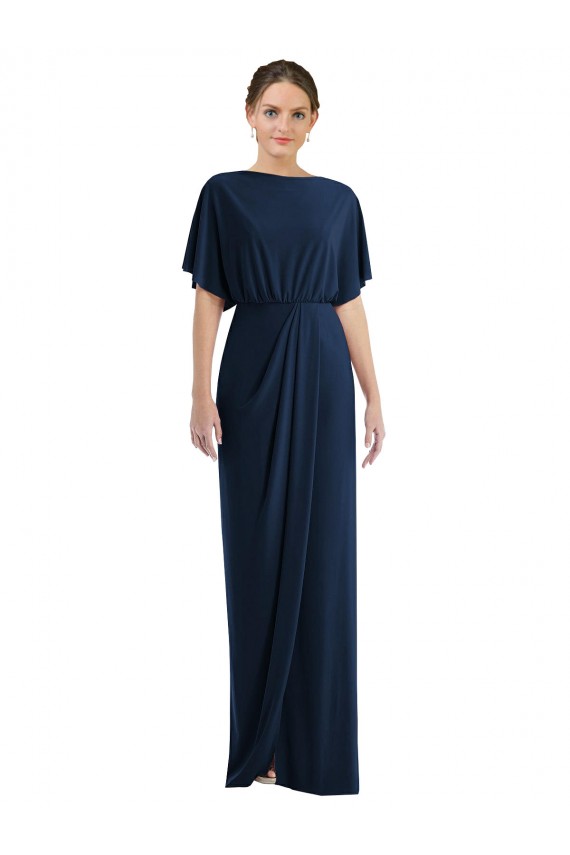 Online Azul marina oscuro Cubierta Barco Spandex Largo Vestidos de dama de honor / Vestidos de fiesta