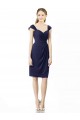 Online Azul marina oscuro Cubierta Cuello de Corazón Gasa Corto Vestidos de dama de honor