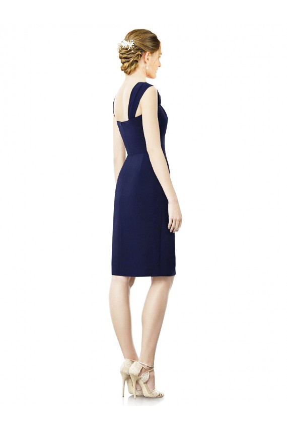 Online Azul marina oscuro Cubierta Cuello de Corazón Gasa Corto Vestidos de dama de honor