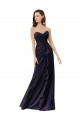 Online Azul marina oscuro Cubierta Cuello de Corazón Gasa Largo Vestidos de dama de honor