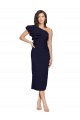 Online Azul marina oscuro Cubierta Un Hombre Midi Crepé Elástico Corto Formales Vestidos de dama de honor / Vestidos de fiesta / Vestidos de cóctel