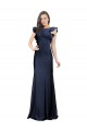 Online Azul marina oscuro Sirena Barco Crepé Elástico Largo Vestidos de dama de honor / Vestidos de fiesta