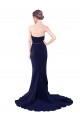 Online Azul marina oscuro Sirena Cuello de Corazón Sin tirantes Barrer tren Crepé Elástico Largo Vestidos de dama de honor / Vestidos de fiesta