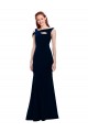Online Azul marina oscuro Sirena Hombros Descubiertos Crepé Elástico Largo Formales Vestidos de dama de honor / Vestidos de fiesta